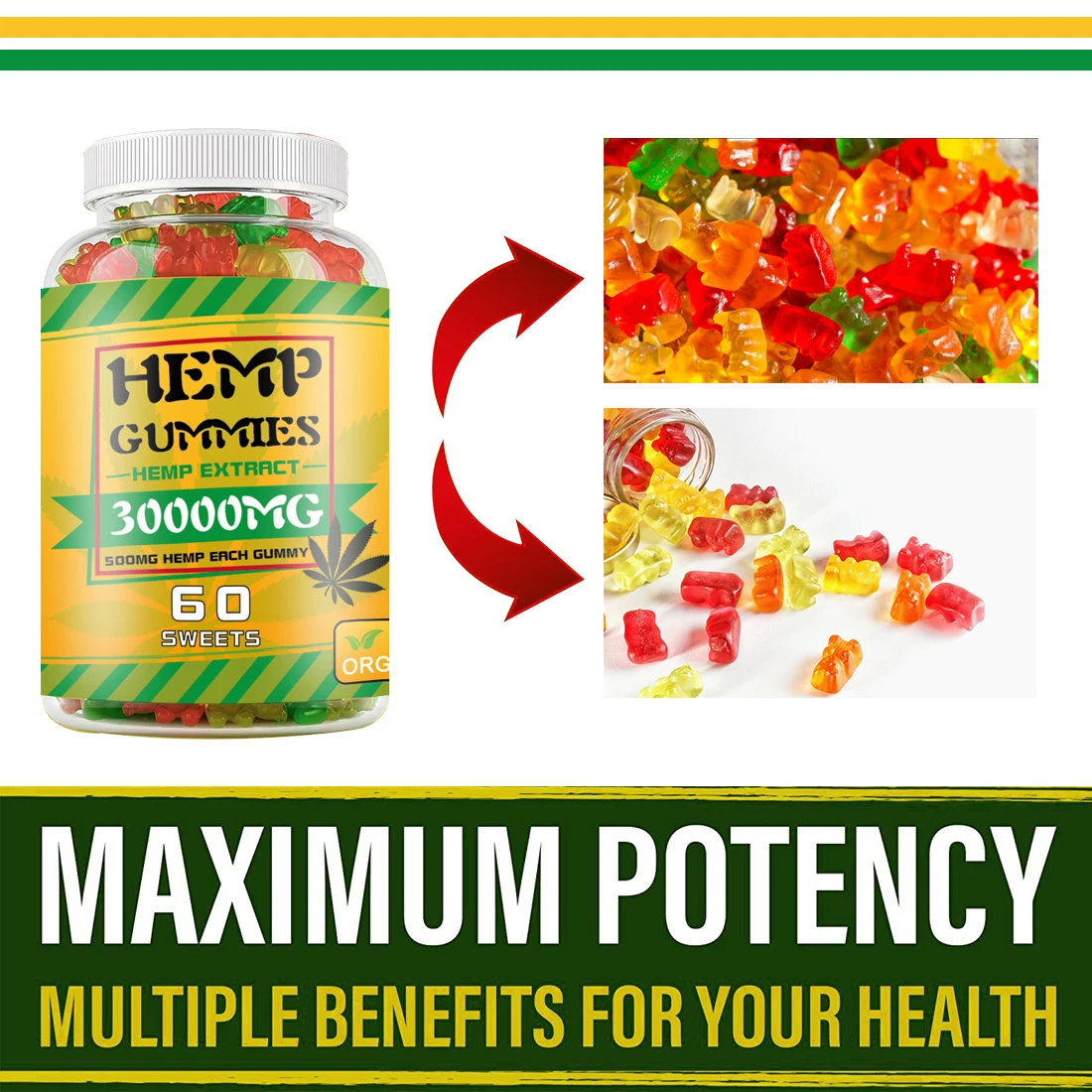 30,000mg natural hemp gummies 60 sweets hemp oil gummies