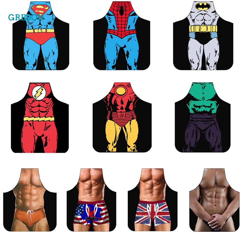 Sexy Kitchen Apron Funny Apron For Woman Party Cooking BBQ Dinner Baking Kid Adult Chef Apron For Man Super Hero Barbecue Bibs