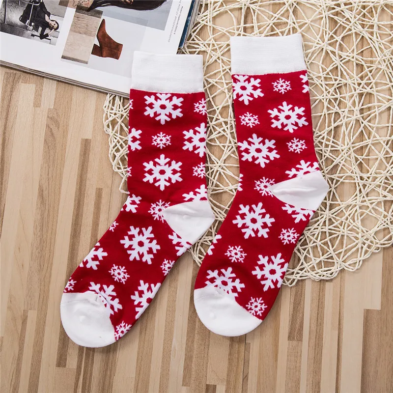 Мужские и женские рождественские носки, новые подарки Санта-Клауса для детей, детские рождественские хлопчатобумажные забавные носки с принтом, женские зимние теплые длинные носки