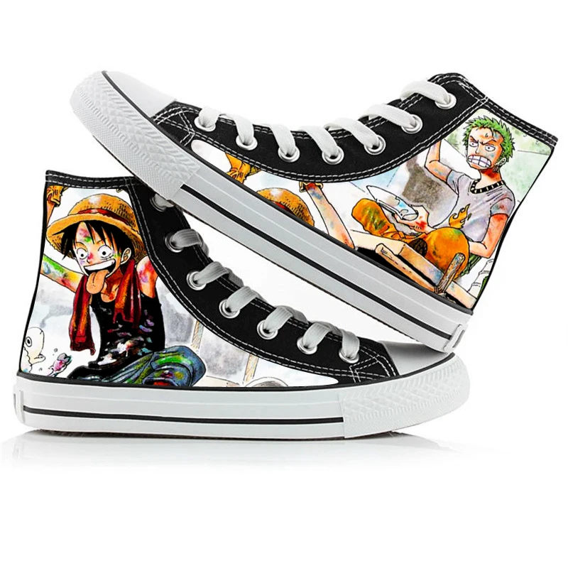 B Аниме «one piece Luffy Roronoa Zoro Ace»; парусиновая обувь для костюмированной вечеринки; женские и мужские Студенческие ботильоны; кроссовки; повседневная спортивная обувь с высоким берцем - Цвет: B