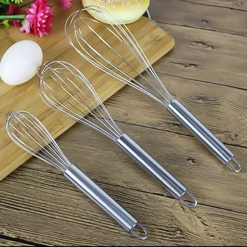 

3Pcs/Set Stainless Steel Egg Beater Hand Whisk Mixer Kitchen Tool 8/10/12 Inches Butter Blender Egg Stirrer Cake Cooking Tools