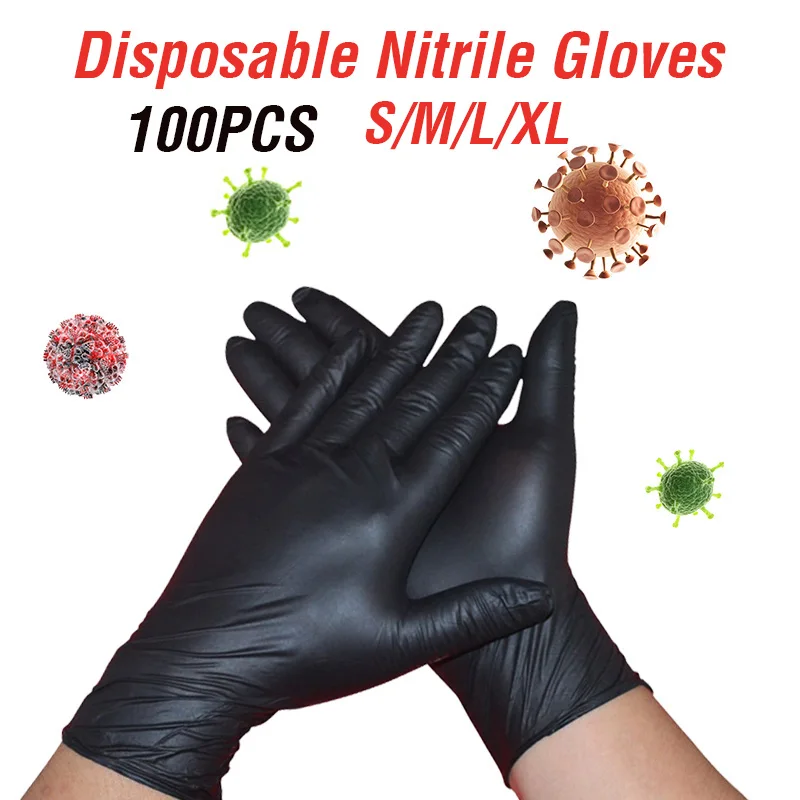 

50/100PCS Disposable Latex Gloves Nitrile Gloves Powder Free Safety Work Gloves Universal For Home Cleaning Food Garden Gloves