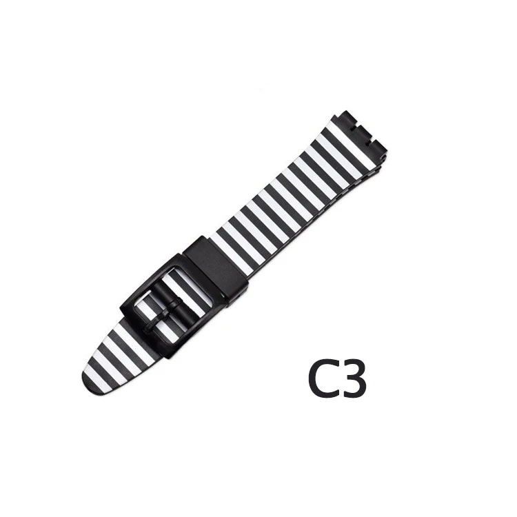 Для Swatch Watch браслет мягкий водонепроницаемый силиконовый замена для мужчин t 16 мм 17 мм 19 мм качественный ремешок для часов резиновый ремешок для мужчин и женщин - Цвет ремешка: C3