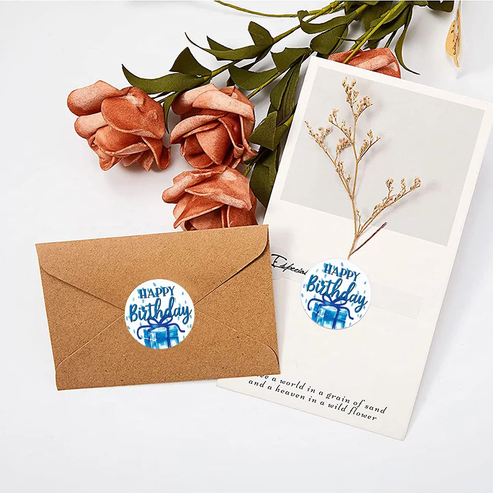 500pcs Happy Birthday Stickers Gift Packaging Sealing Label DIY Party Decoration Self-adhesive Handmade Stationery Sticker