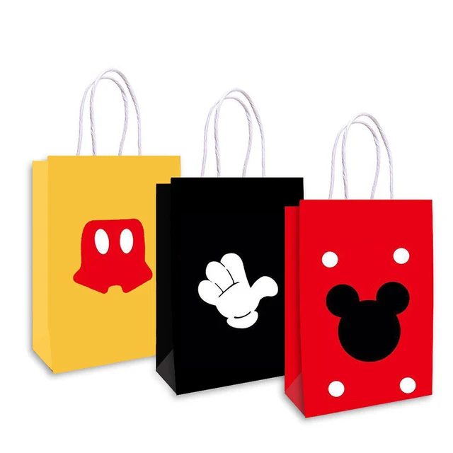 Mickey Mouse Party Baby Disposable Tableware Cup Cake Topper Ballon Boy and Girl Birthday Party Kids Party Supplie Color Decor 6pcs-gift bag