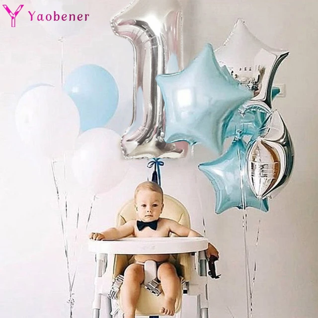 Globos, 11 globos de aluminio de 1 año para decoración de fiesta de primer  cumpleaños, globos de confeti, globos de fiesta de cumpleaños, globos de
