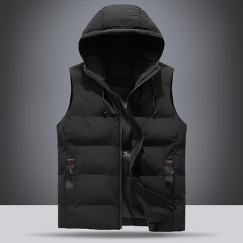 

2019 New Casual Hooded Men Sleeveless Jacket Thick Waterproof Waist Coat For Men