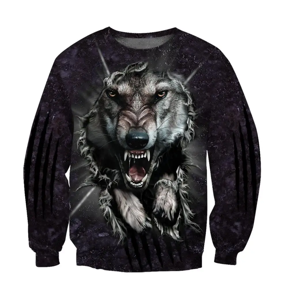 Wolf 3D All Over Printed Men Hoodies Sweatshirt Unisex Streetwear Zipper Pullover Casual Jacket Tracksuits KJ0185