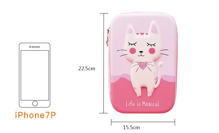 Чехол для карандашей Rubbit с кошкой и кистью, чехол для карандашей Kawaii, креативные школьные принадлежности EVA, вместительные канцелярские принадлежности для девушек и студентов