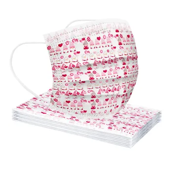 

10pc Valentine's Day Christmas Adult's Disposable Face Mask Gnome Pattern Ear Hook Non-Woven Lover Mask Mouth masque mascarillas