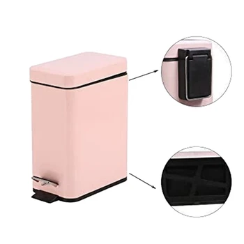 

Silent Stainless Steel Trash Can 5L Rectangular Step Kitchen Waste Bin for Bathroom Kitchen Living Room Office Trash Bin