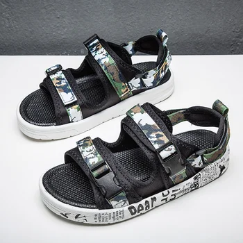 

2020 New Men Casual Shoes Summer Sandals Women Shoes Unisex Strap Beach Sandals Slippers Designer Black Army Graffiti Footwear