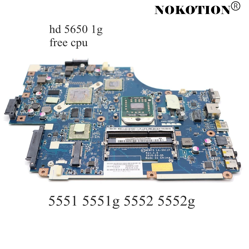 Материнская плата NOKOTION для ноутбуков Acer aspire 5551 5551G 5552 5552G материнская ноутбука NEW75