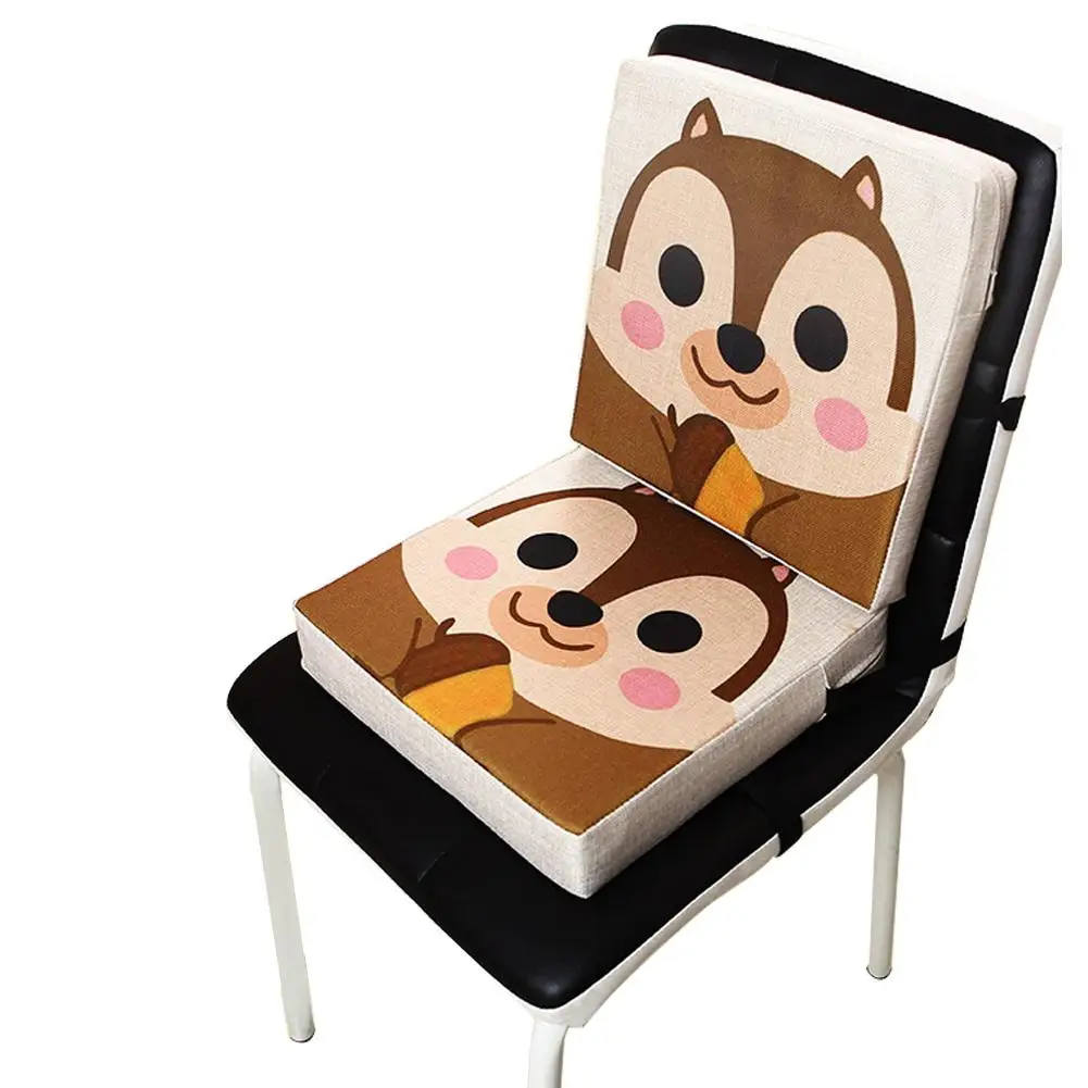 

Portable Cute Animal Print Flax Children Dining Chair Adjustable Heightening Cushion Dismountable Piano Pad Home Baby Chair Mat