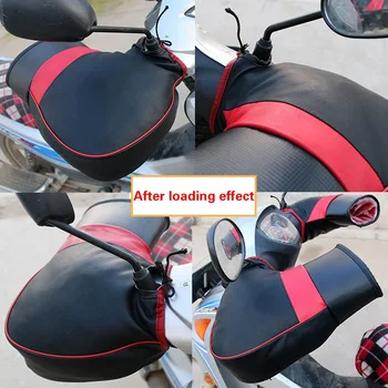 

Motorcycle Handlebar Hand PU Plush Gloves Winter Warmer Mitts for Scooter Bike