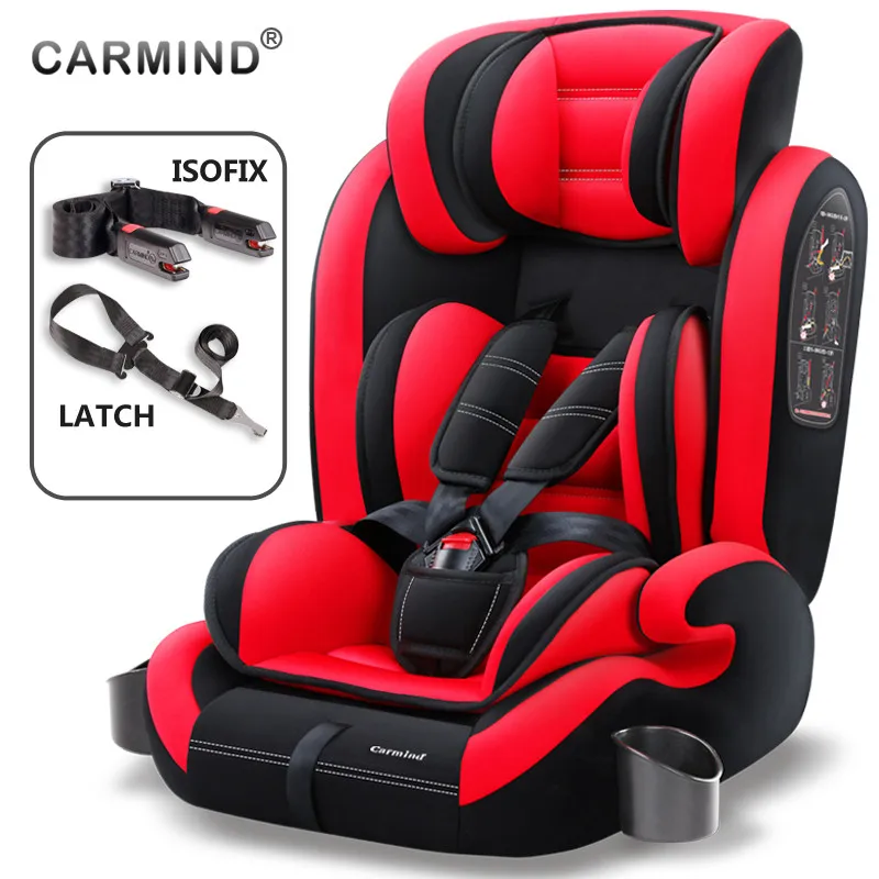 Isofix latch A Горячая Carmind детское автомобильное безопасное сиденье для 9 M-12 лет с Мягкий соединитель ISOFIX и защелкой вперед универсальные автомобильные сиденья - Цвет: Isofix latch A