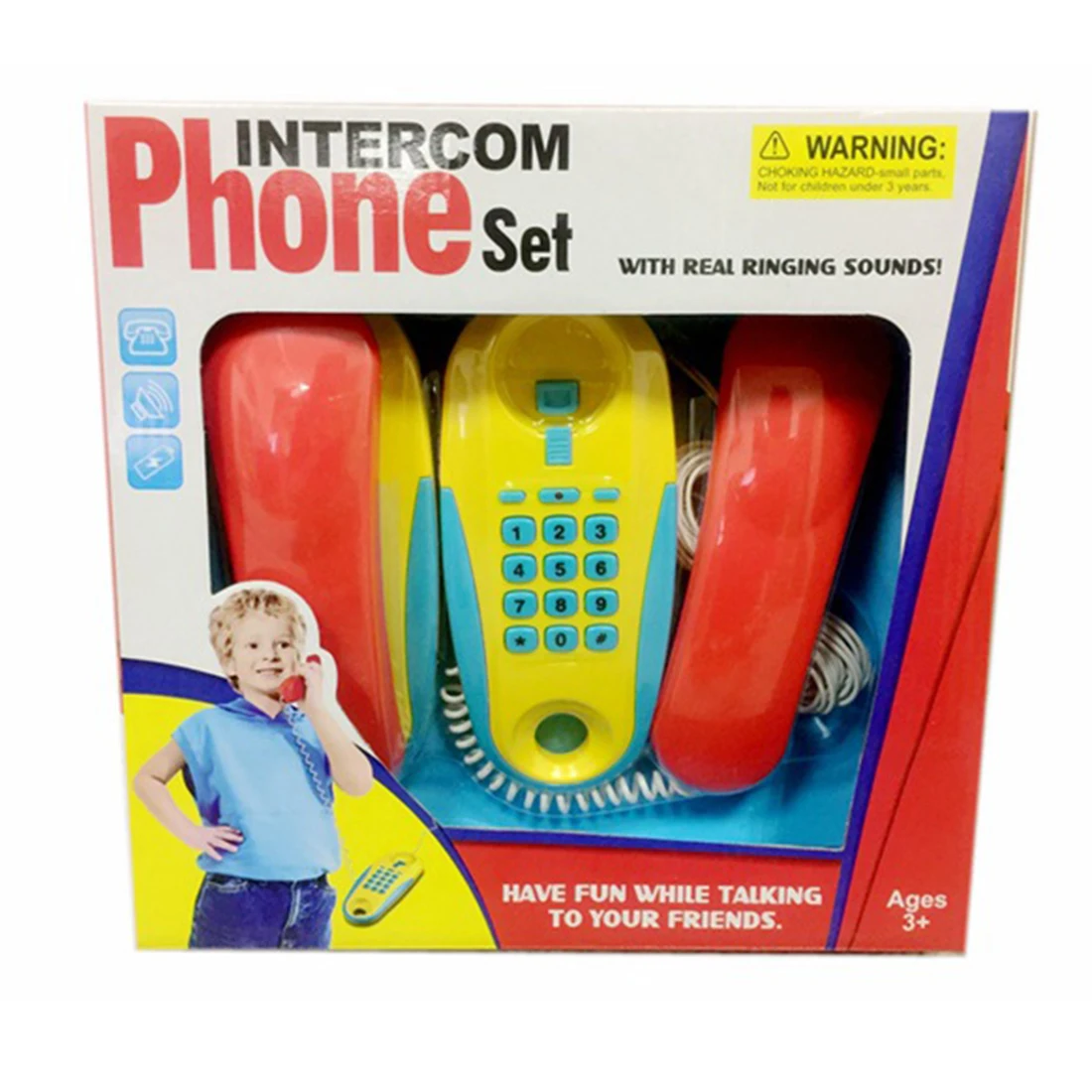 Горячие дети ролевые игры домофон телефон игрушка Моделирование телефон игрушка с реальными звуками звонка-красный+ желтый/розовый+ белый