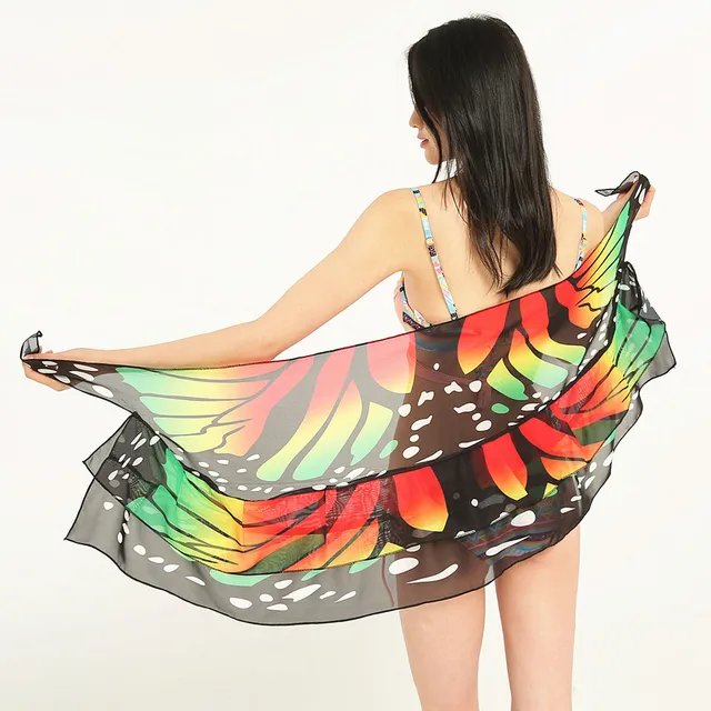 Sagace Skirt Women Butterfly Print Chiffon Sunscreen Shawl Beach Bikini Swimwear Wrap Coverup Skirt Swimsuit Cover Up Skirt