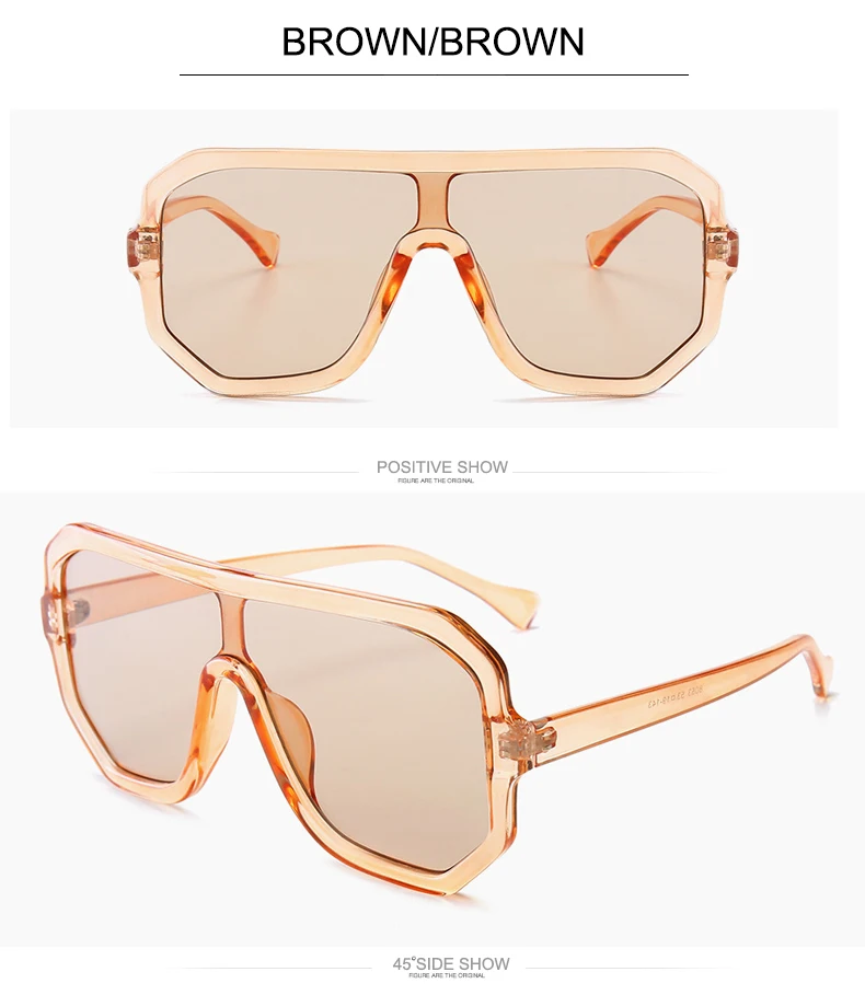 OEC CPO Classic Oversized Square Sunglasses Women Luxury Brand Fashion Flat Top Lens One Piece Men Shade Mirror UV400 Gafas O320