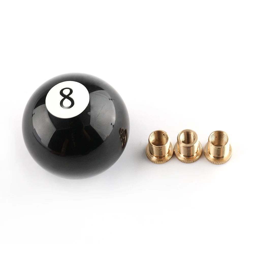 Universeller runder Schaltknauf schwarz 8-Ball-Renn-Acryl-Gangschalter mit 3 Adaptern für manuelle Fahrzeuge