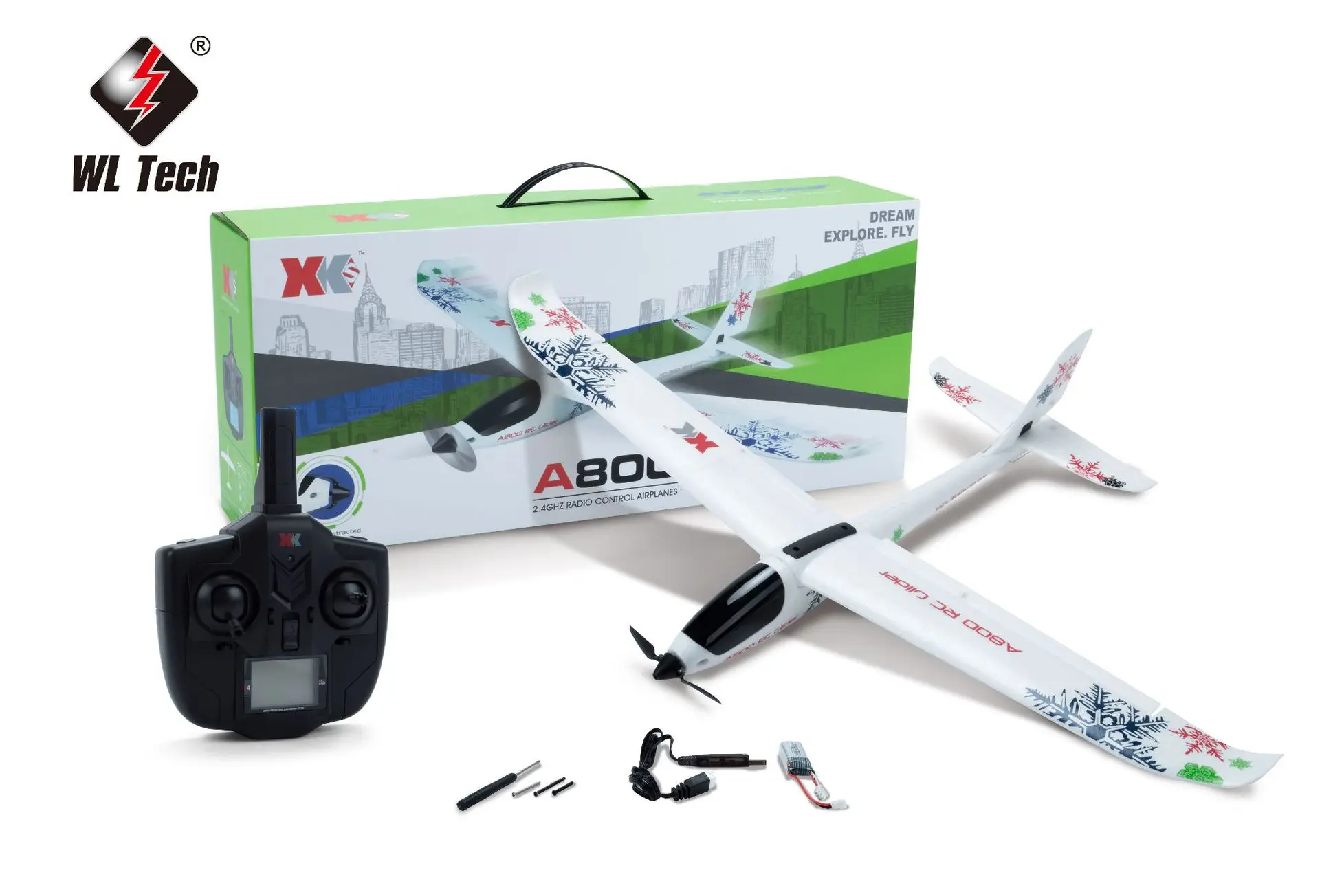 WL XK A800 5-channel RC Plane Forward-pull Fixed-wing Remote Control Aircraft Glider 3D6G Switch Kid's Toy