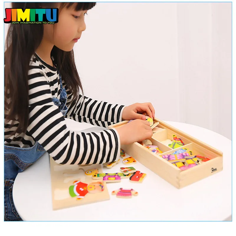 JIMITU 4 медведя мультфильм Деревянные 3D головоломки игрушки для детей развивающие животные развития интеллекта головоломки игрушки