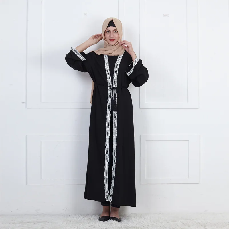 FRIJUDEA Woman Dubai Abaya Dress Islamic Robe Open Abayas Muslim Kaftan Kimono Long |