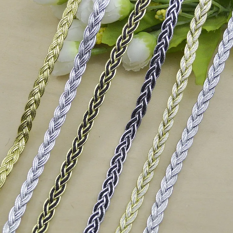 5m Gold Silver Lace Trim Cotton Fabric 7mm Wide Centipede Braided Ribbon DIY Garment Sewing Accessories Wedding Home Crafts | Дом и сад