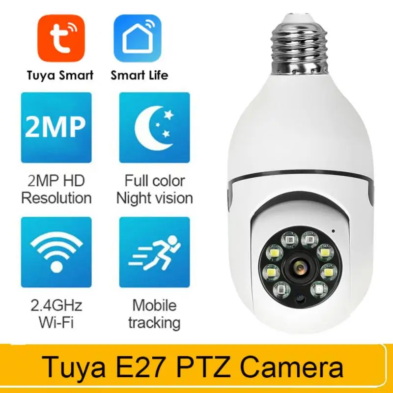 2MP Tuya Smart Life E27 Bulb Lamp Camera 1080P Wifi IP PTZ IR Night Vision Home Security Auto Tracking Video Surveillance | Безопасность