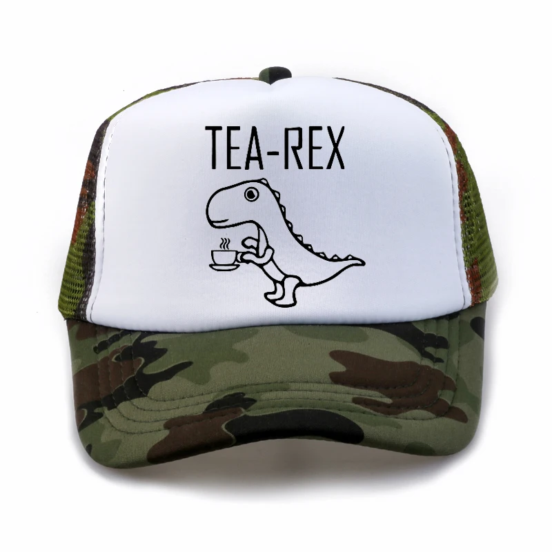 Бейсбольная кепка tea rex, забавная Кепка с изображением динозавра Юрского периода, кофейного напитка, новинка, хлопковая летняя крутая Кепка в стиле хип-хоп для мужчин и женщин - Цвет: Камуфляж