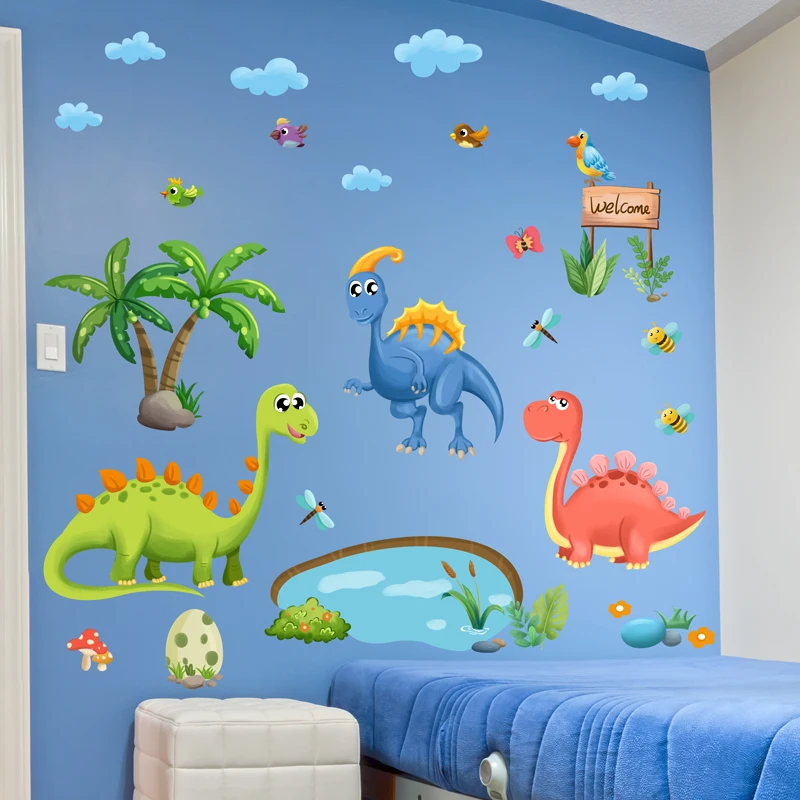 

[SHIJUEHEZI] Dinosaurs Animals Wall Stickers DIY Cartoon Birds Tree Mural Decals for Kids Room Baby Bedroom Decoration
