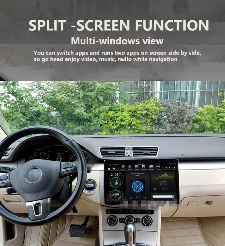 12," Вращающийся ips экран двойной din автомобильный универсальный gps радио плеер Tesla стиль android 8,1 PX6 6 ядерный 4+ 32G wifi usb bluetooth