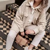 Tweed Women Pearl Button Shirts 2022 Autumn Fashion Ladies Oversize Thick Shirt Streetwear Female Outfits Cute Girls Chic Shirts ► Photo 1/6