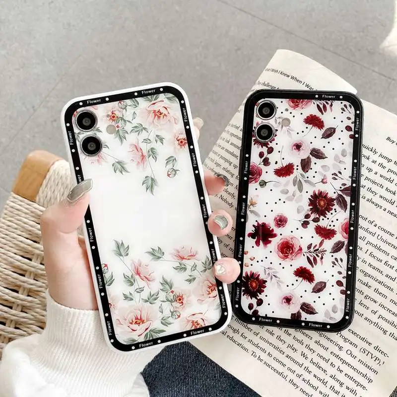 INS Flowers Soft Transparent Silicone Girly Phone Case For VIVO X60 X50 X30 Pro X27 S9 Camera Protection Square Back Cover Capa | Мобильные
