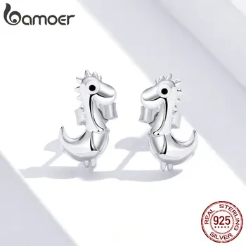 

bamoer GXE874 The Dinosaur Stud Earrings for Women 925 Sterling Silver Lovely Animal Ear Studs Jewelry Valentine's Day Gift