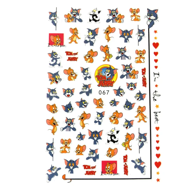 1PCS Disney Cartoon Anime Collection Star Design Nail Sticker Mickey Mouse Donald Duck Lion King Mermaid Stitch Nail Slider EB067