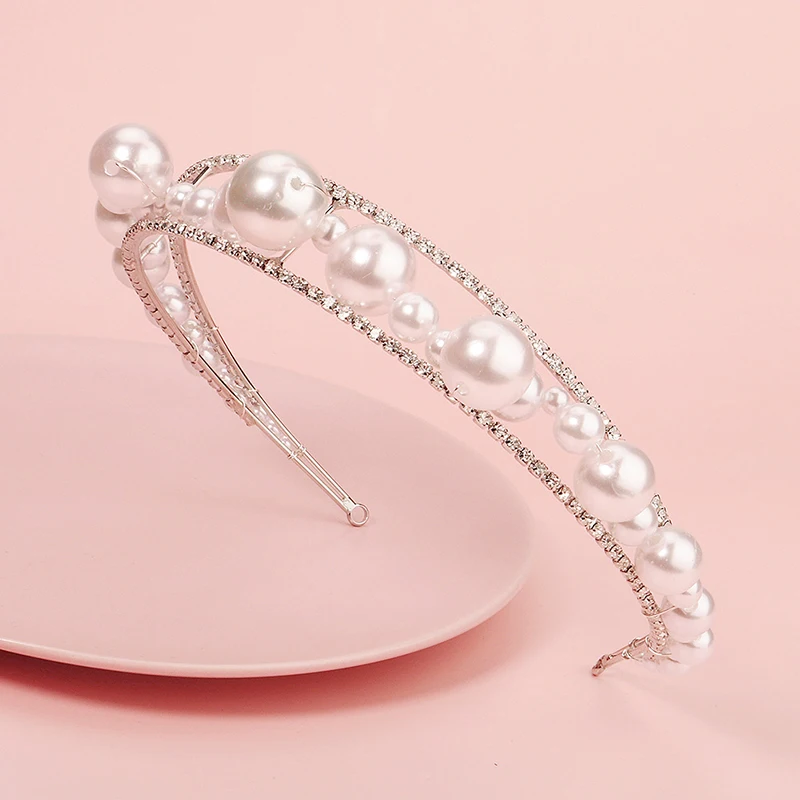 QYY Bridal Hairband Pearl Headband for Women Hair Accessories Party Headbands Tiaras and Crowns Headpiece Hair Jewelry Gifts