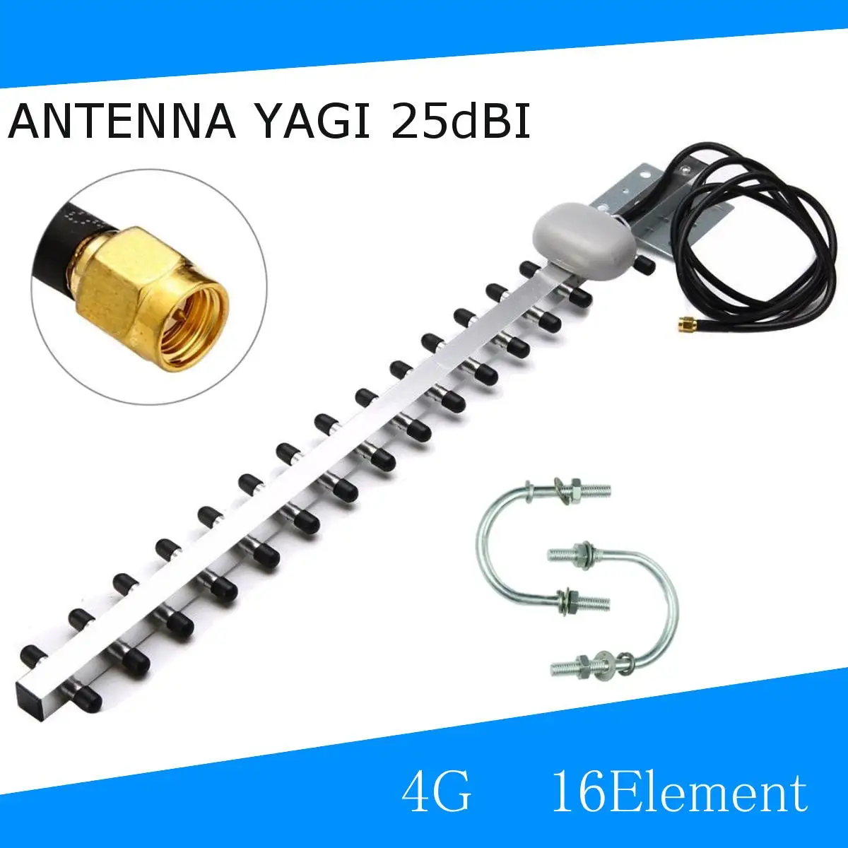 4G 25dBi Wi-Fi антенна Яги 16 элементов SMAJ разъем с высоким коэффициентом усиления направленного мужской усилитель сигнала