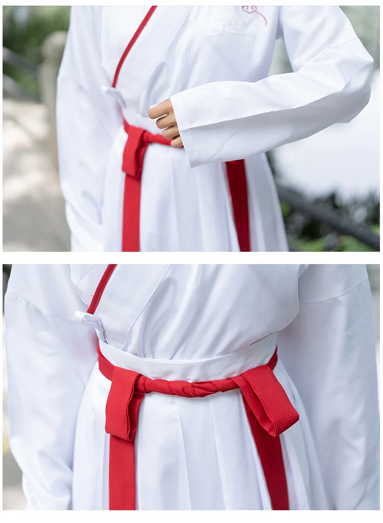 Белый Hanfu для женщин и мужчин Вышивка танцевальные костюмы фестивальный рейв наряд певцов представление одежда народная фея платье 2 шт. DC3183