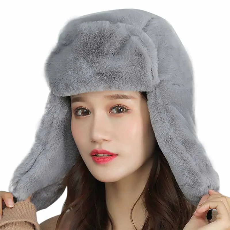 QJ2313H Bomber Hat Women Thick Windproof Cold-proof Cap Outdoor Winter Cycling Apparel Accessories For Outdoor Sports - Цвет: QJ2313H