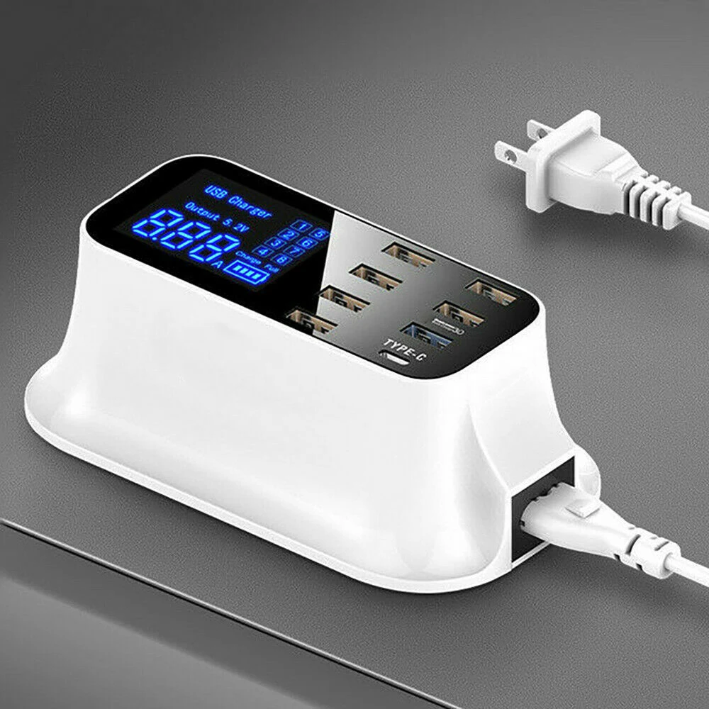 8 Порты и разъёмы Quick Charge 3,0 Смарт Тип usb C Зарядное устройство станция светодиодный Дисплей быстрой зарядки для мобильного телефона зарядное устройство usb для планшета