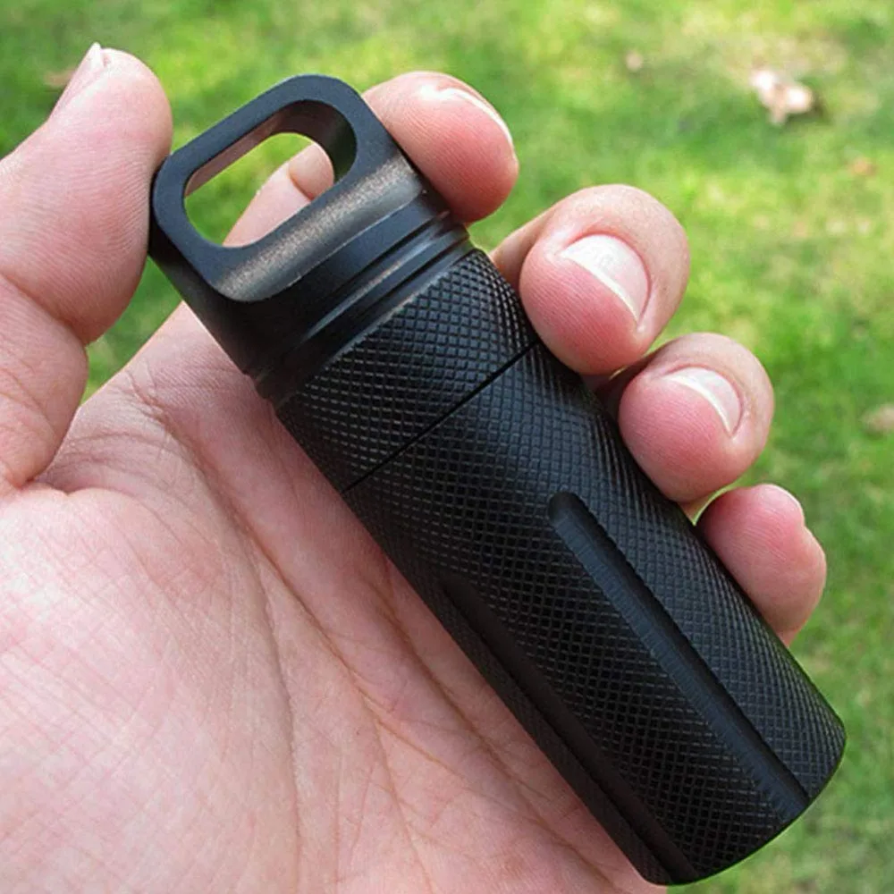 Outdoor CNC Waterproof Emergency First Aid Kits Safety Survival Pill Bottle Aluminium Camping EDC Tank Box for Cigarettes case (1)