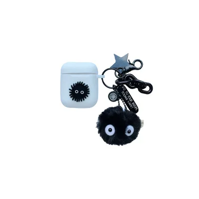 Hayao Аниме Миядзаки брелок кольцо Мой сосед Тоторо мультфильм Плюшевый черный карбоновый шар Apple AirPods 2 Чехол для наушников - Цвет: FS-26