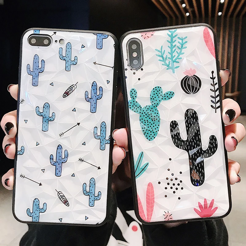 Простой чехол для телефона с милыми растениями iPhone 6 6s 7 8 Plus X Xs XR Max твердый 3D