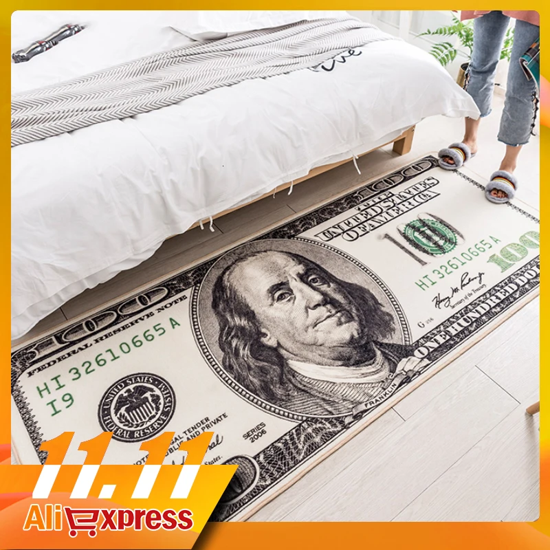 

RFWCAK Creative USA Dollar 3D Carpet For Living Room Area Rug Floor Mat Bedside Hallway Doormat Kids Bedroom Rug Decoration Home