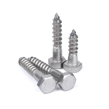 

1-10PCS DIN571 M6-M12 304 Stainless Steel External Hex Self-tapping Screws Outer Hexagon Self-tapping Wood Screw Bolt