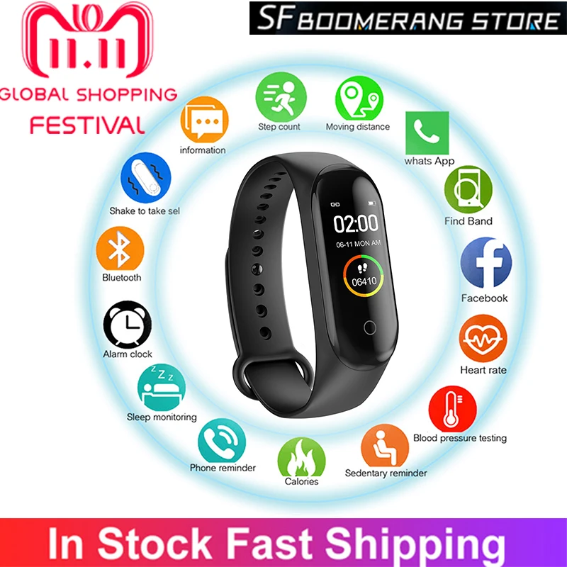 

Wrist Support M4 Bluetooth Smart Watch Wristband Wristbands Fitness Tracker Intelligent Band Heart Rate Tracker Accessories New