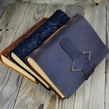 

AHT Vintage Handmade Leather Diary Notebook Sketchbook Travel Journal Blank Writing Paper Note Books Gifts Stationery