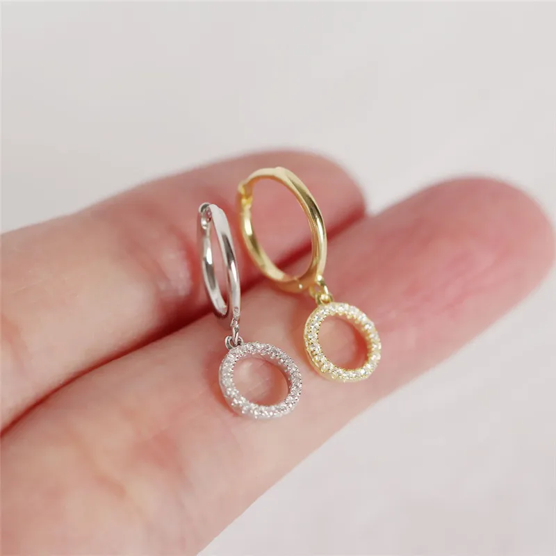 Женские серьги 925 пробы серебряные серьги маленькие циркониевые мини Модные Очаровательные Круглые ювелирные изделия для свадьбы подруги