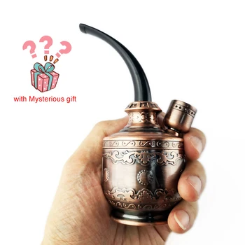 

1pc Bronze Water Smoking Pipe Shisha Hookah Cigarette Bottle Holder Pipe weed Hookah Filter Smoke Metal Tube Filter Tar JD-128